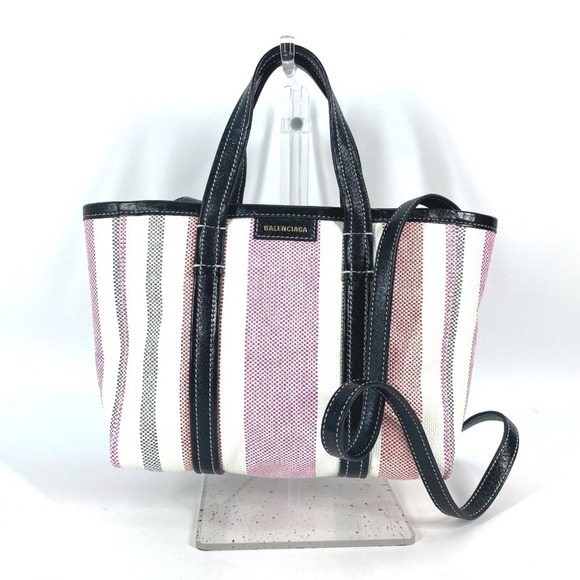 BALENCIAGA 671404 Striped BARBES SMALL 2-Way